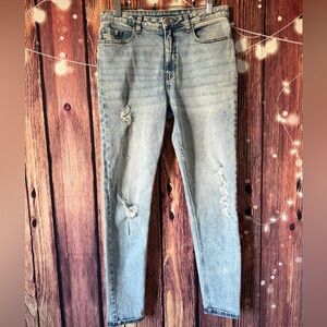 NOBO Light Blue Distressed Women's Straight Leg Jeans